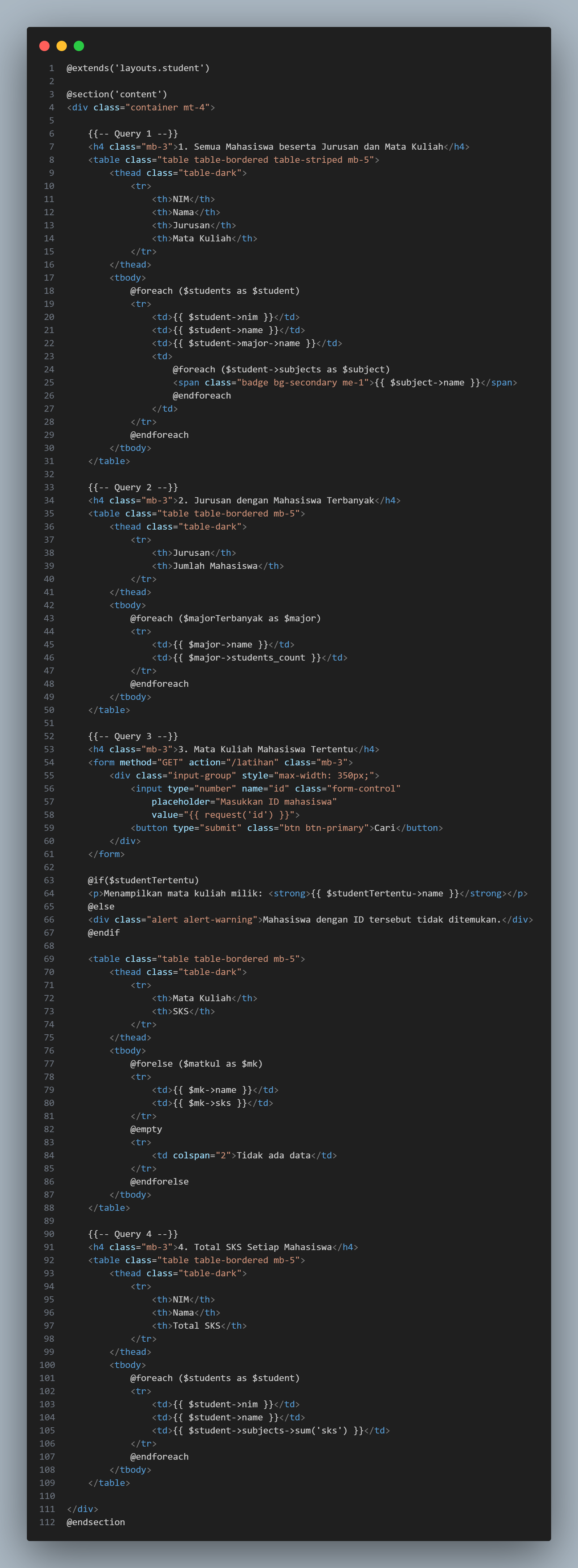 Isi file students/latihan.blade.php